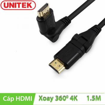 Cáp HDMI 1.5m Unitek Y-C158, hỗ trợ 3D, 2 đầu xoay góc 360 độ