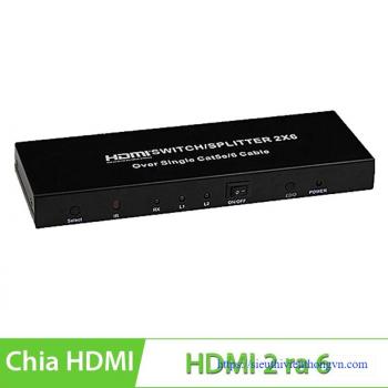 Bộ chia HDMI 2x6 Port qua cáp mạng 60M CAT5E, 6 B-GO 