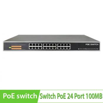 Web Smart Switch PoE 24 Port 10/100Mbps + 2Port Gigabit+ 2 SFP Slots công suất 400W KMETech WSP2624GS