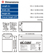 Ắc quy 12V-7.5AH GLOBE WP7.5-12( Dành cho Bộ lưu điện UPS )