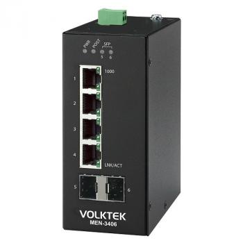 4-port Gigabit Ethernet + 2-port SFP Switch Layer 2 Managed VOLKTEK MEN-3406